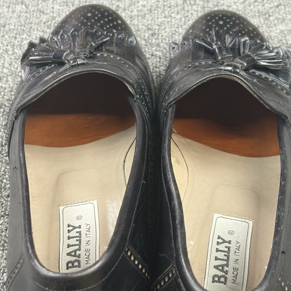 Bally Italy Black Leather Tassel Loafers Wingtip Brogue Dress Shoes Men\'s 8.5 D main image 8